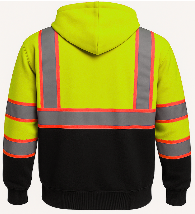 Cotton World Hi-Vis Heavy Fleece Reflective Pullover Hoodie (Double-Tone)