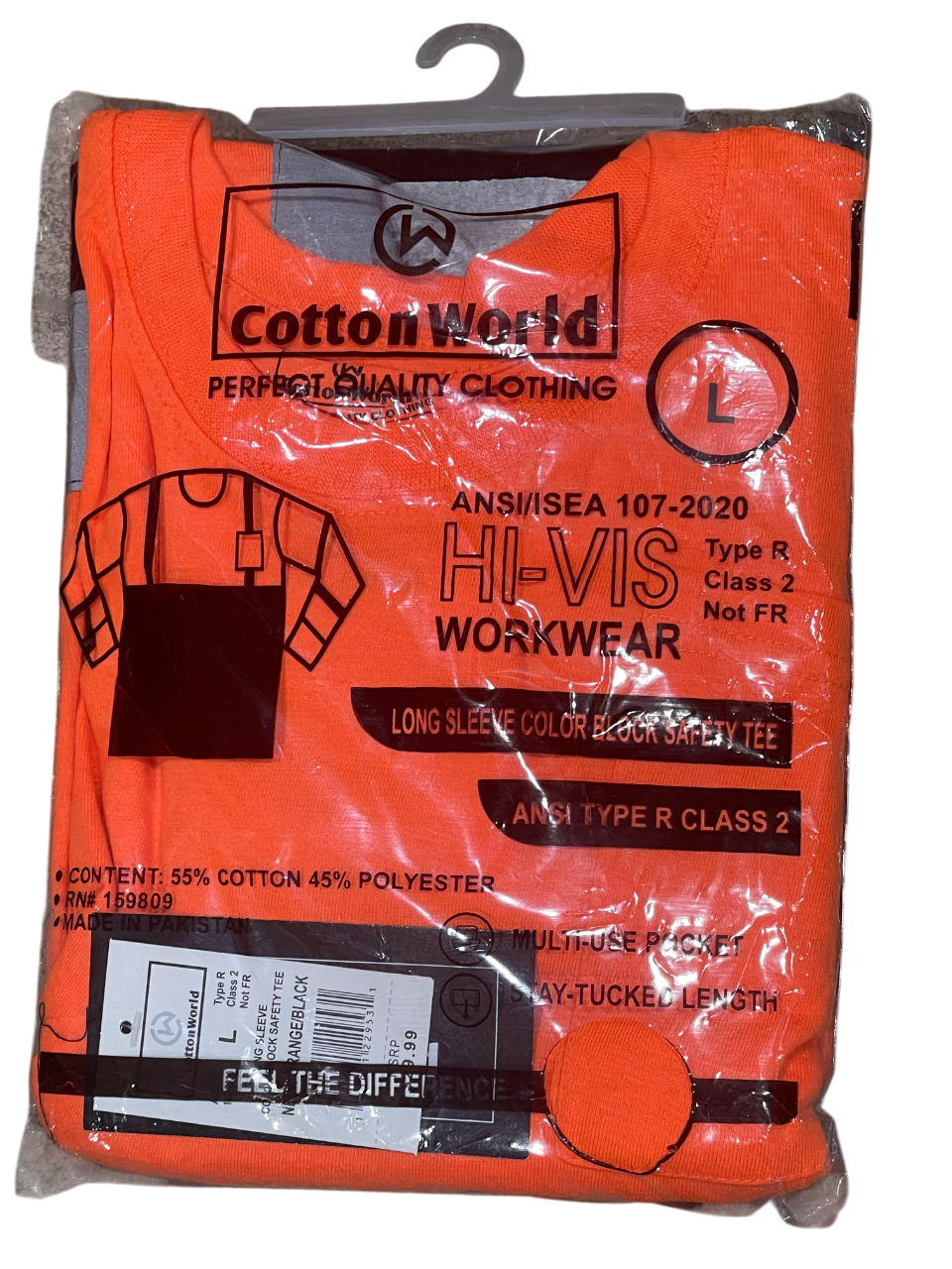 Cotton World Hi-Vis Reflective T-Shirt Class 2 Double Tone