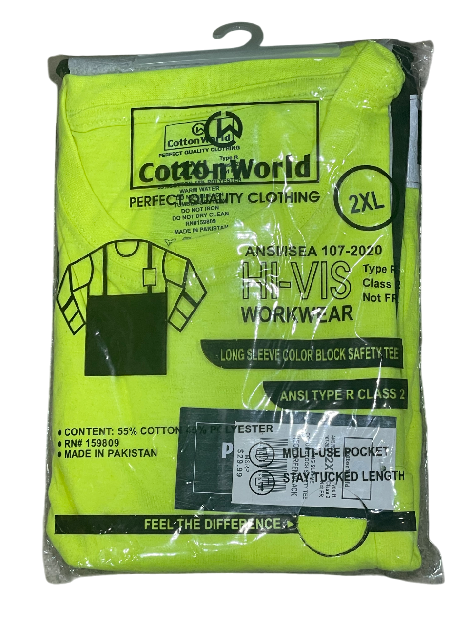 Cotton World Hi-Vis Reflective T-Shirt Class 2 Double Tone