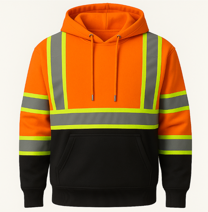 Cotton World Hi-Vis Heavy Fleece Reflective Pullover Hoodie (Double-Tone)