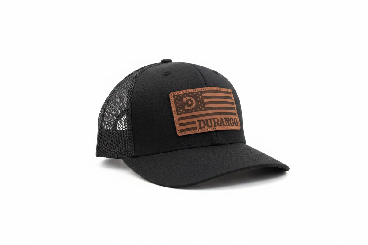 Durango Black Flag Trucker Hat - White Background