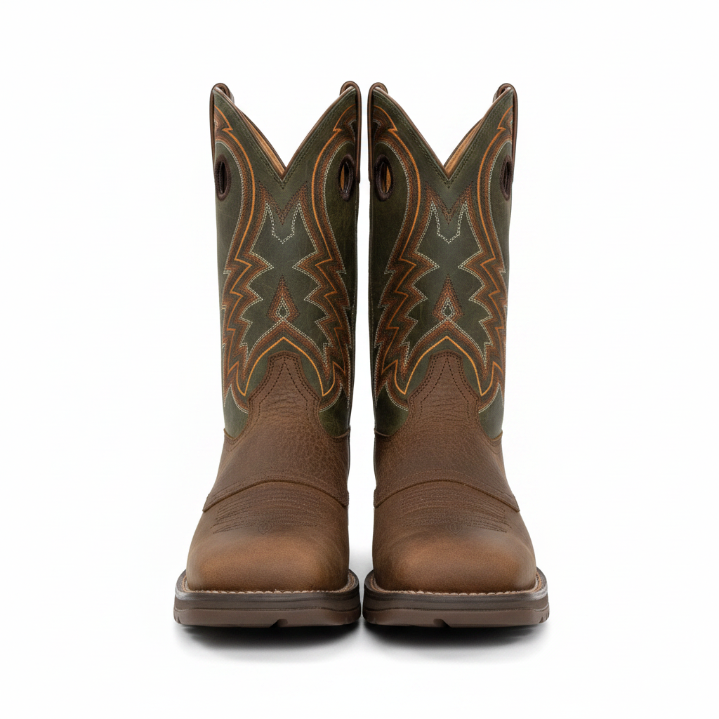 Durango Green & Brown Boots - Front Pair