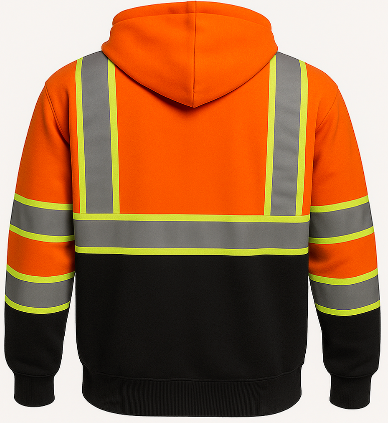 Cotton World Hi-Vis Heavy Fleece Reflective Pullover Hoodie (Double-Tone)