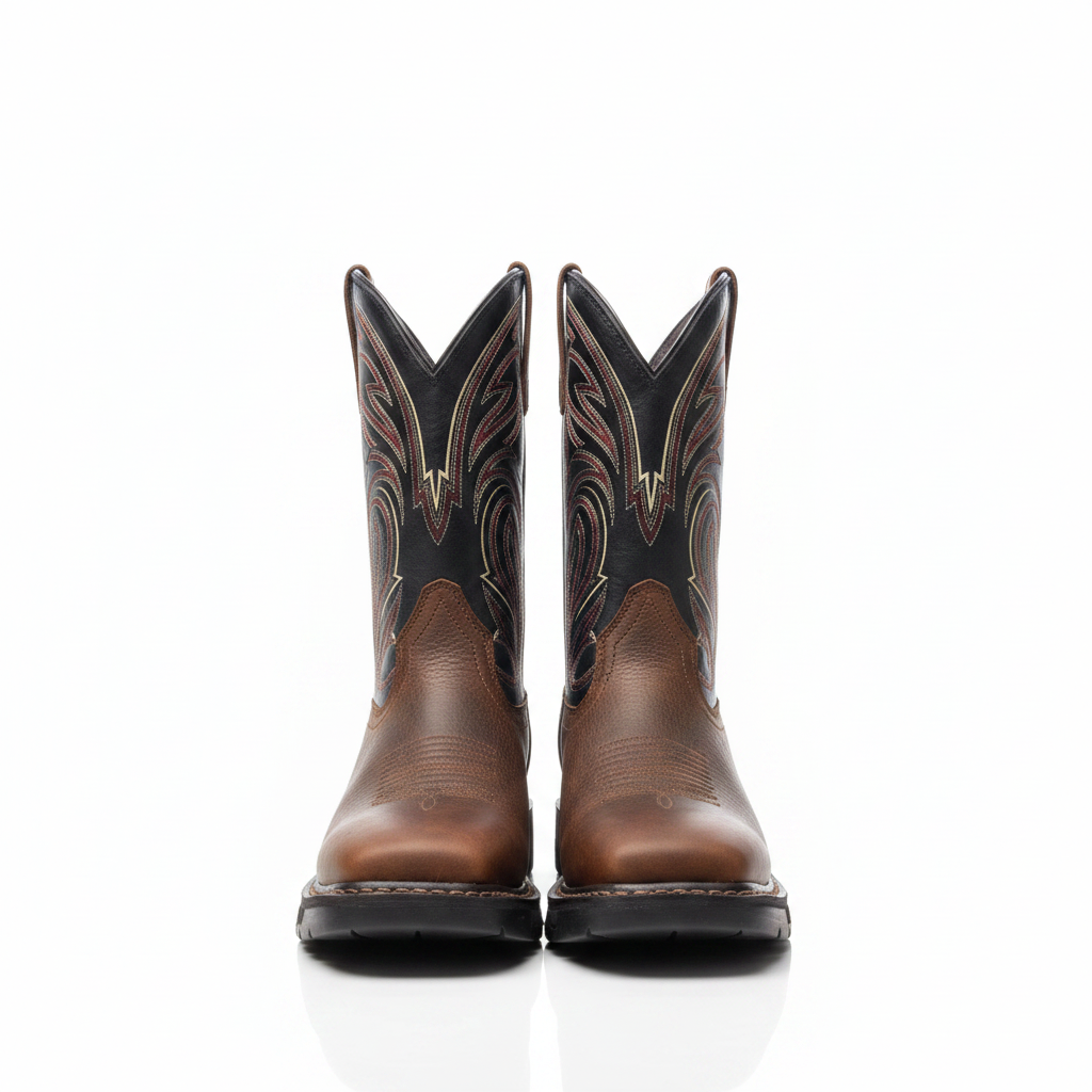 Front pair western work boots