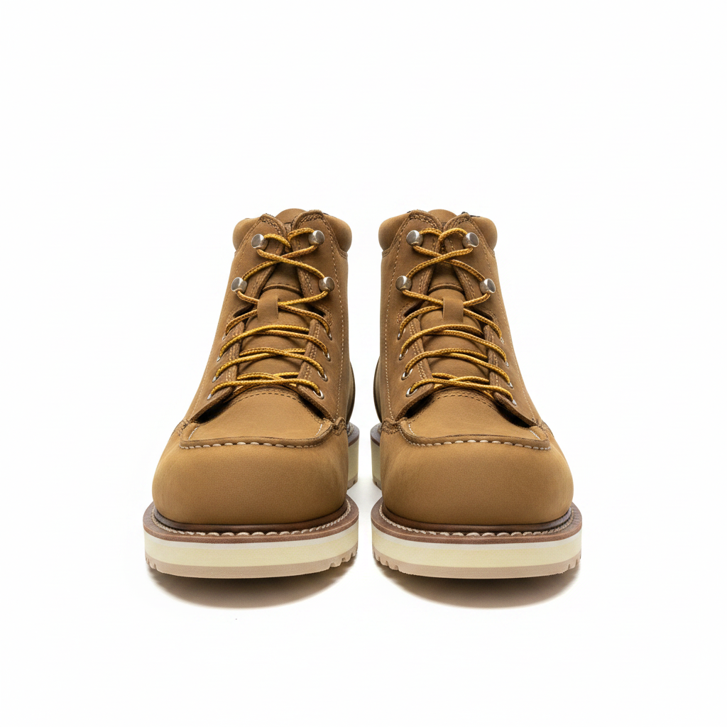 Tan Moc-Toe Work Boots - Front View