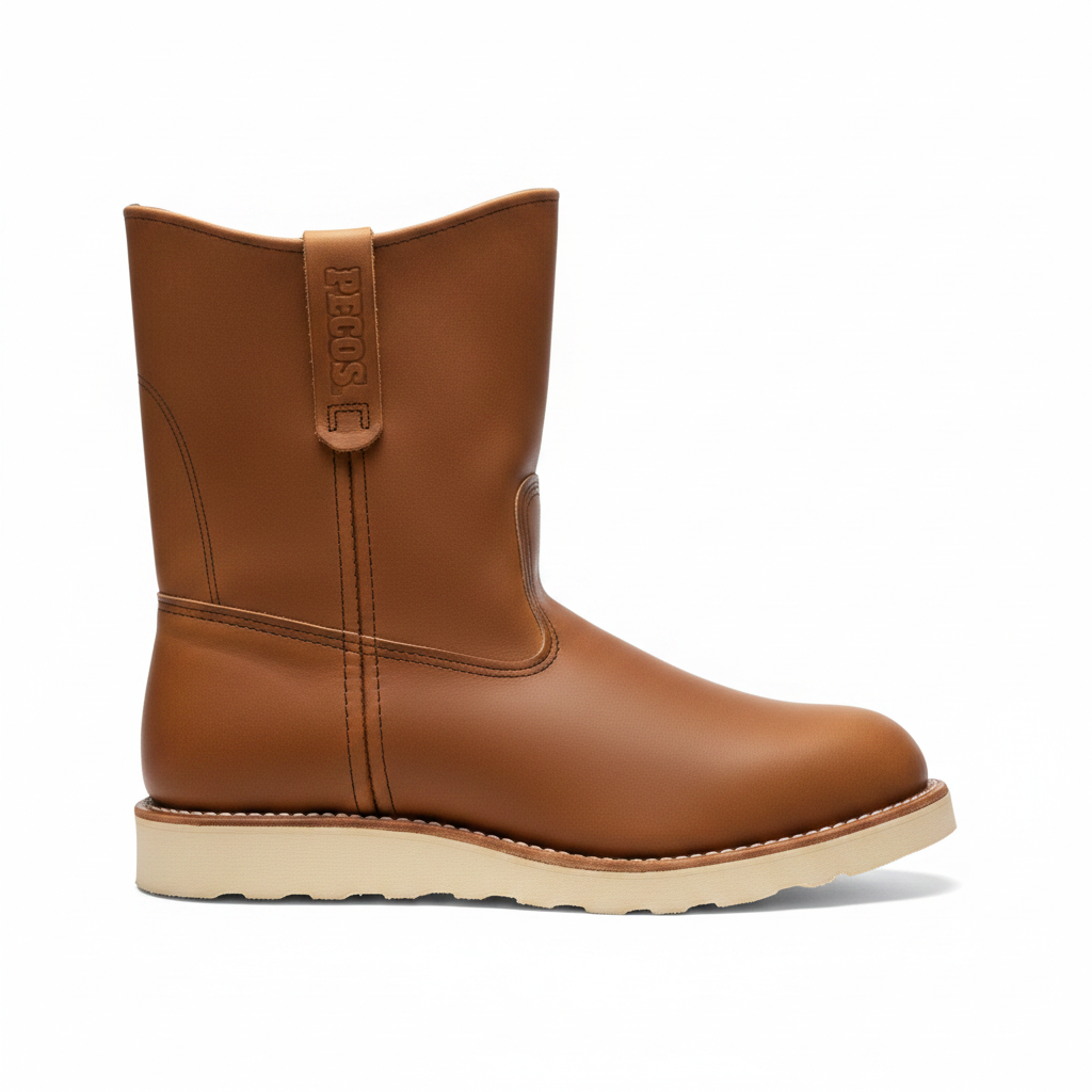 Tan Pull-On Work Boot - Side View
